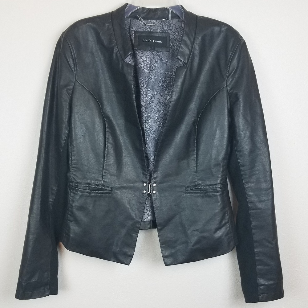 Black Rivet moto blazer sz large